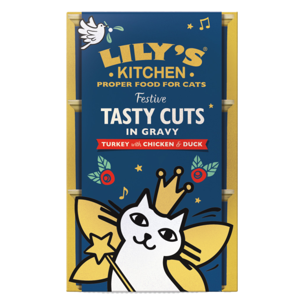 LILY'S KITCHEN Christmas Festive Christmas Turkey Tasty Cuts 貓咪聖誕三重奏 (火雞,雞,鴨口味貓罐) 3X85g X6