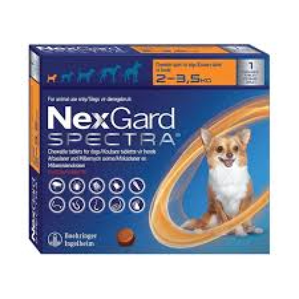 NexGard Spectra For 2 to 3.5kg Dogs 驅蟲咀嚼片狗用配方 3pcs