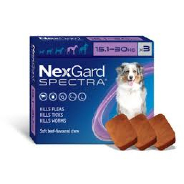 NexGard Spectra For 15 to 30kg Dogs 驅蟲咀嚼片狗用配方 3pcs