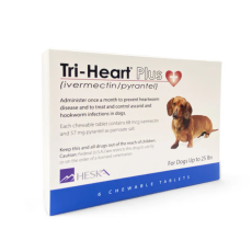 Tri-Heart Plus For Dogs Under 25lbs 心絲蟲藥(25磅以下)狗用配方6粒裝咀嚼片