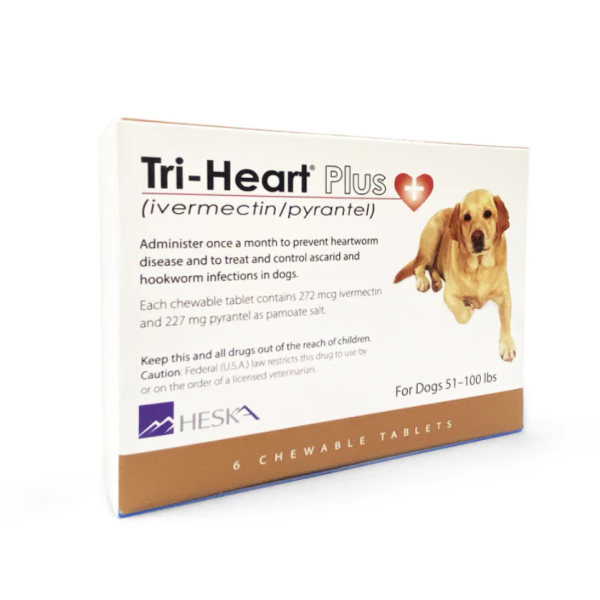 Tri-Heart Plus For Dogs 51lbs- 100lbs 心絲蟲藥(51-100磅以下)狗用配方6粒裝咀嚼片