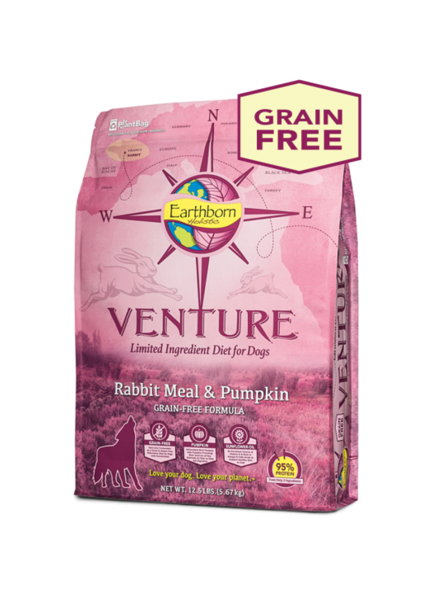 Earthborn Venture Rabbit Meal Pumpkin Limited Ingredient Diet for Dogs 4lbs